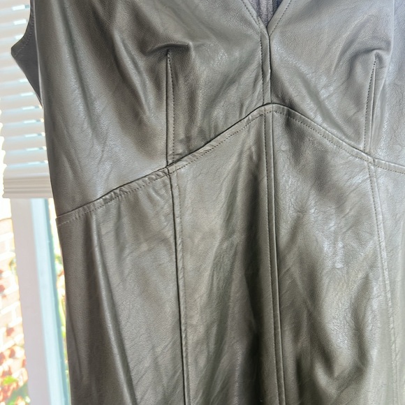 Green Faux Leather Midi Dress - Picture 5 of 5